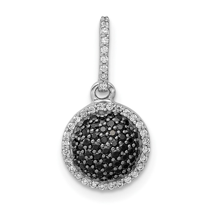 14k White Gold White/Black Diamond Circle Cluster Pendant PM4740-BK-020-WA