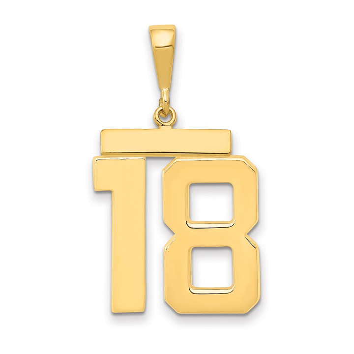14k Large Polished Number 18 Charm LP18