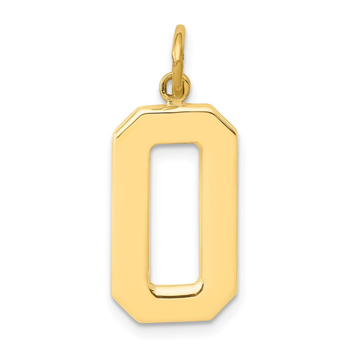 14k Large Polished Number 0 Charm LP00