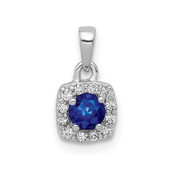 14k White Gold Diamond and .20 Sapphire Square Halo Pendant PM5248-SA-010-WA