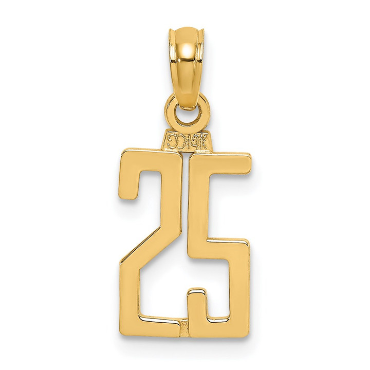 14k Polished Number 25 Pendant NU25