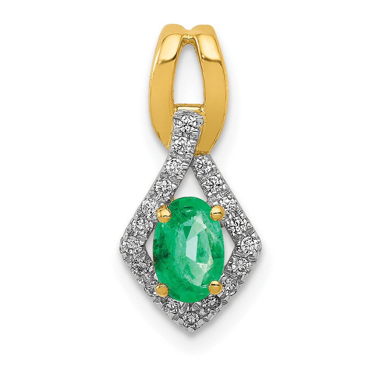 14k Fancy Diamond and Oval Emerald Pendant PM5266-EM-010-YA