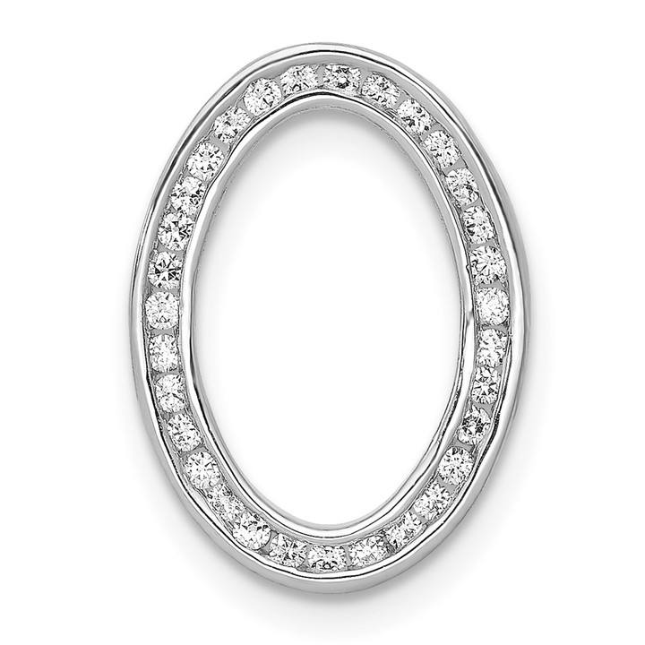 14k White Gold 1/4ct. Diamond Channel Set Oval Chain Slide PM3826-025-WA