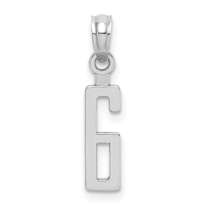 14kw Polished Number 6 Pendant NU06W