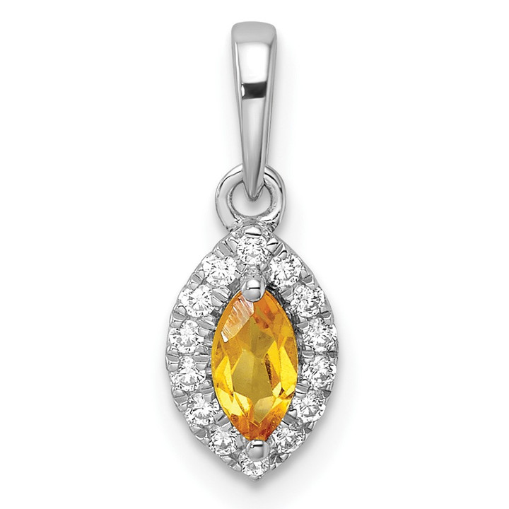 14K White Gold Lab Grown VS/SI FGH Dia and Citrine Pendant PM9354-CI-010-WLG