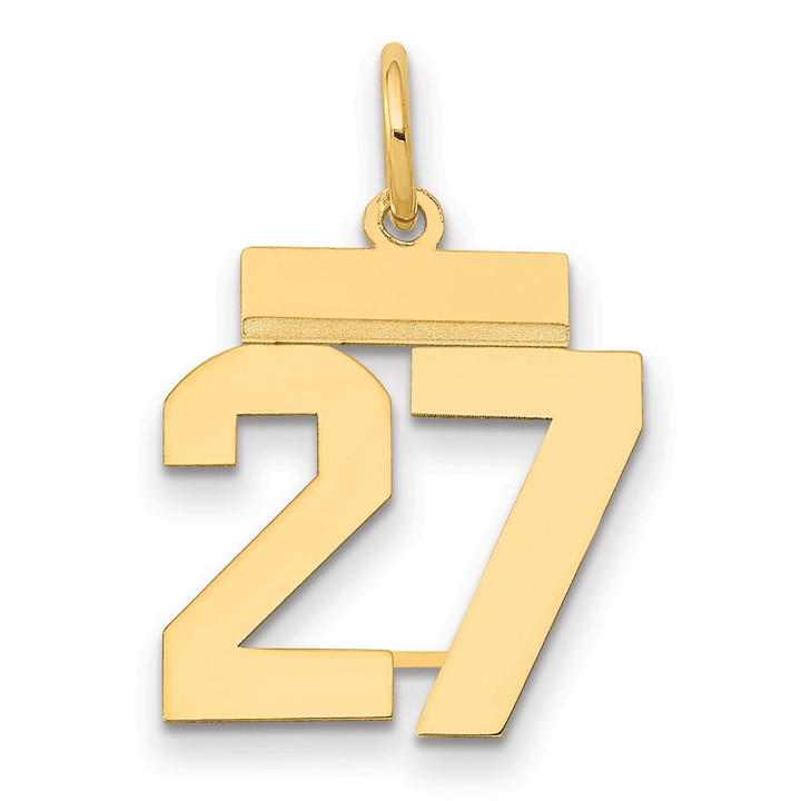 14k Small Polished Number 27 Charm LS27
