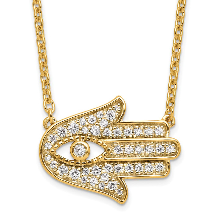 14K Lab Grown Diamond VS/SI FGH Hamsa Necklace PM9145-028-YLG-18