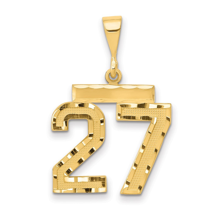 14k Medium Diamond-cut Number 27 Charm MN27