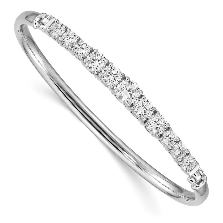 Sterling Silver Rhodium-plated Graduated CZ Hinged Bangle QB1280