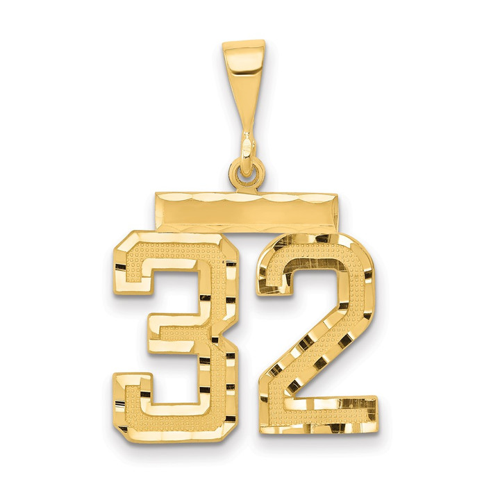 14k Medium Diamond-cut Number 32 Charm MN32