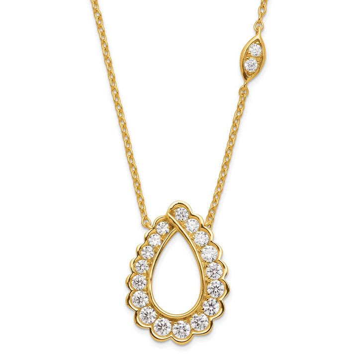14K Lab Grown Diamond VS/SI FGH Teardrop Necklace PM9143-075-YLG-18