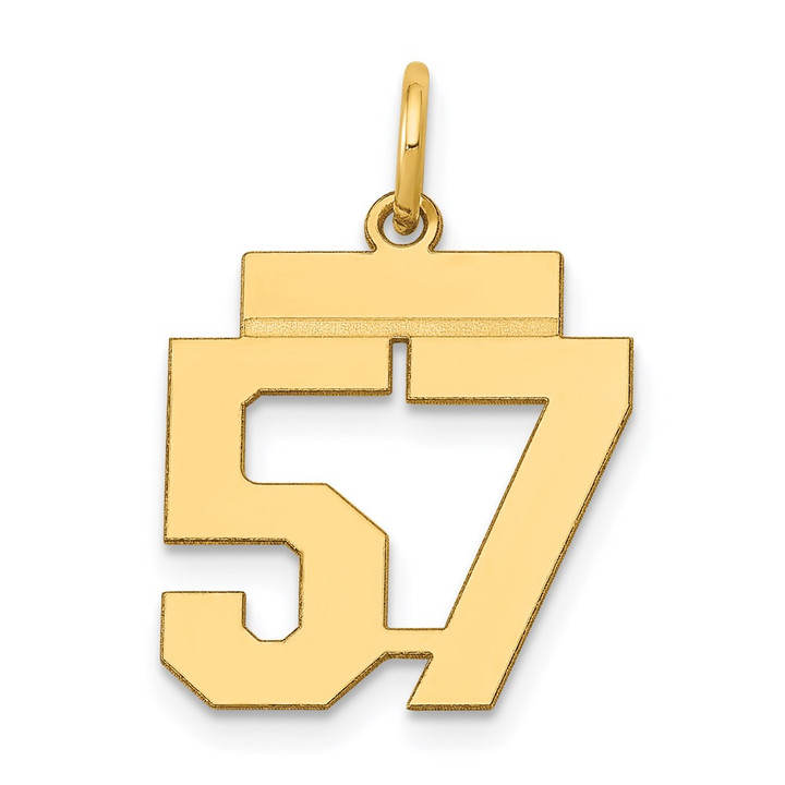 14k Small Polished Number 57 Charm LS57