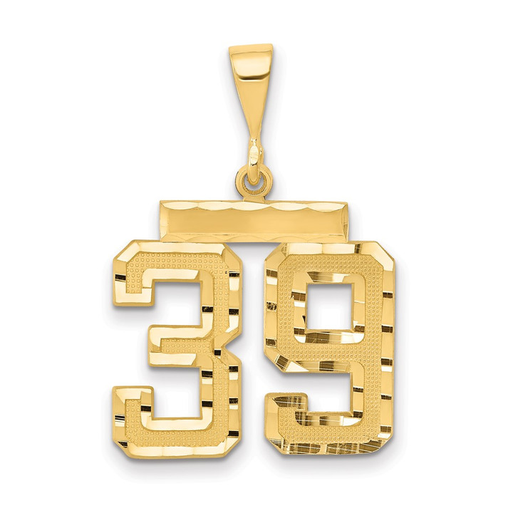 14k Medium Diamond-cut Number 39 Charm MN39