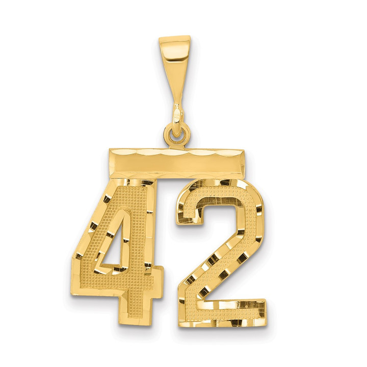14k Medium Diamond-cut Number 42 Charm MN42