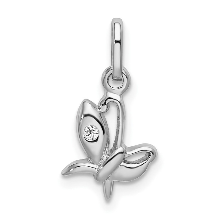 Sterling Silver Rhodium-plated CZ Butterfly Pendant QC9229