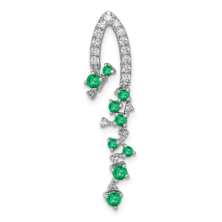 14K White Gold Lab Grown Diamond VS/SI FGH & Created Emerald Pendant PM5288-EM-020-WLG