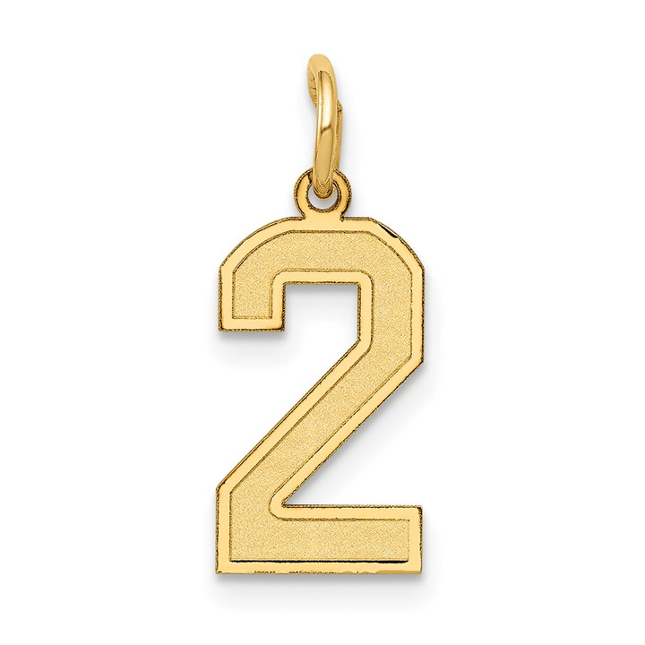 14k Small Satin Number 2 Charm LSS02