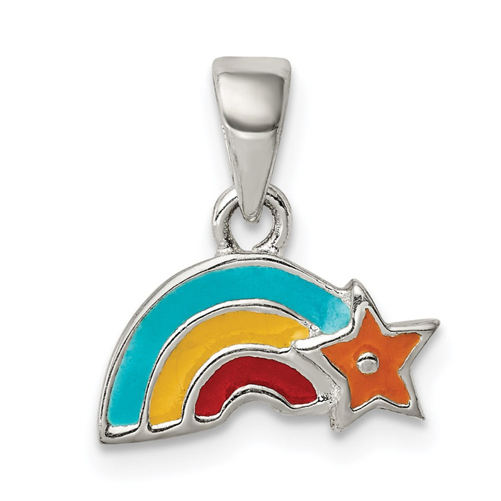 Sterling Silver Enamel Rainbow Pendant QC9644