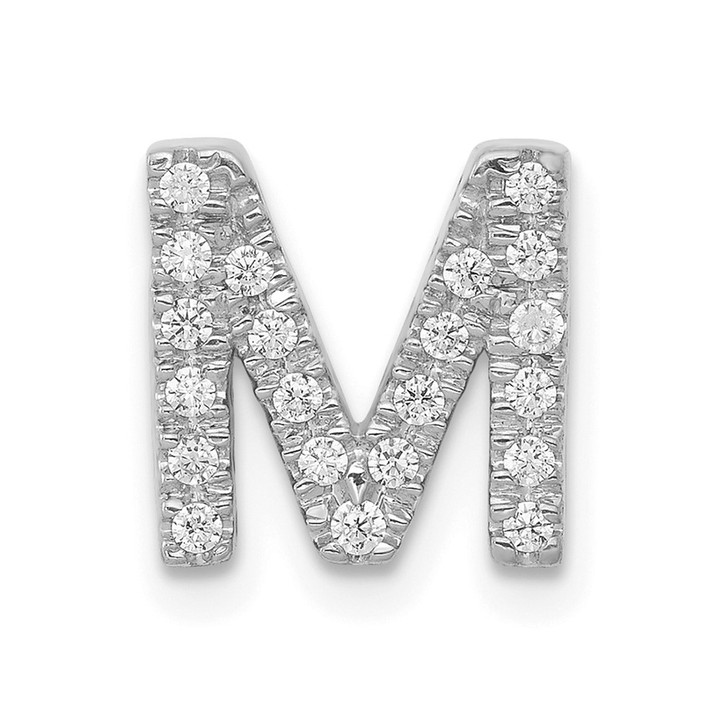 14K  White Gold Diamond Letter M Initial Charm PM5221M-016-WA
