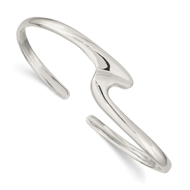 Sterling Silver Polished Fancy Cuff Bangle Bracelet QB195