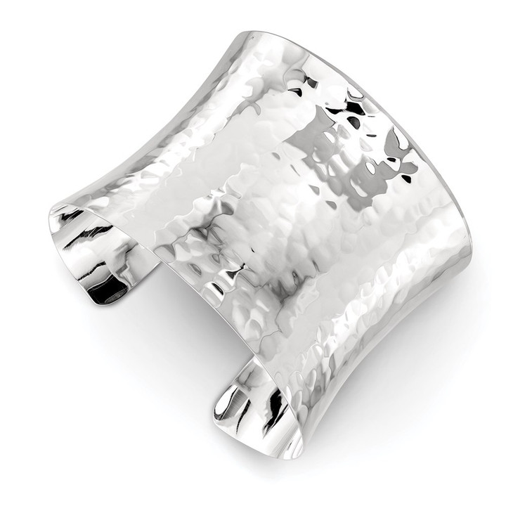 Sterling Silver 49.5mm Hammered Cuff Bangle QB495