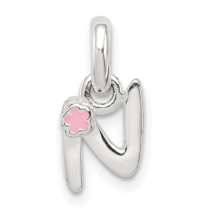 Sterling Silver Letter N with Enamel Pendant QC7935N