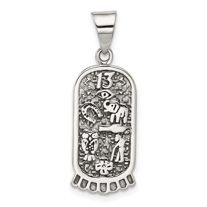 Sterling Silver Antiqued Good Luck Icon Pendant QC8664