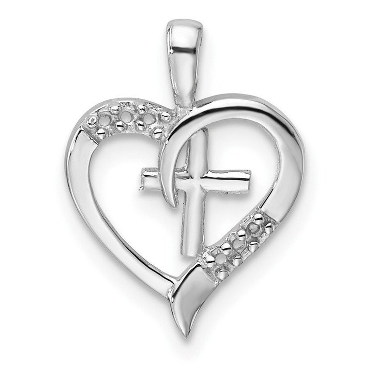 14k White Gold Heart Cross Pendant Mounting PM5143-004-W