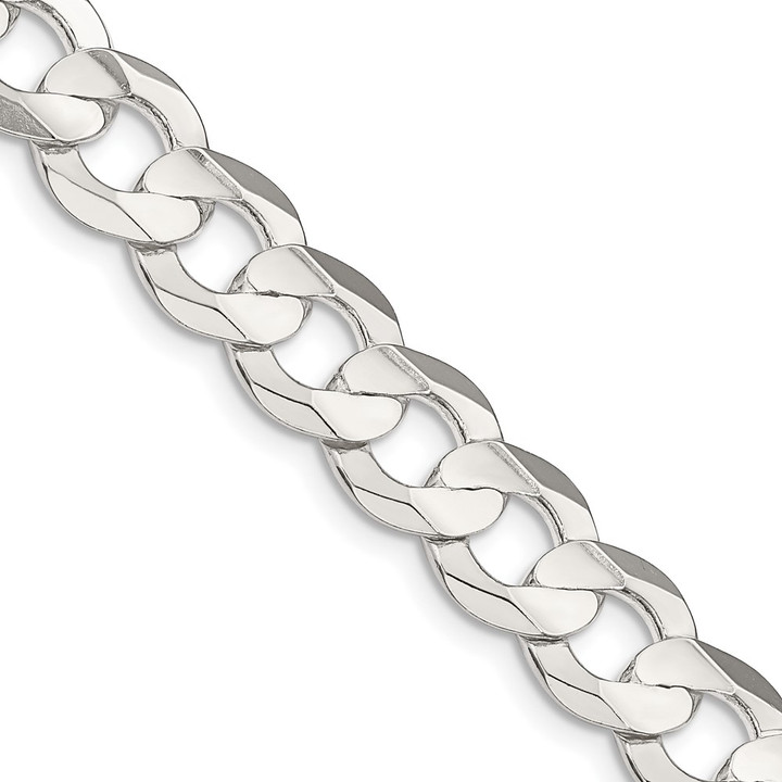 Sterling Silver 9.75mm Concave Beveled Curb Chain QCBC250-18