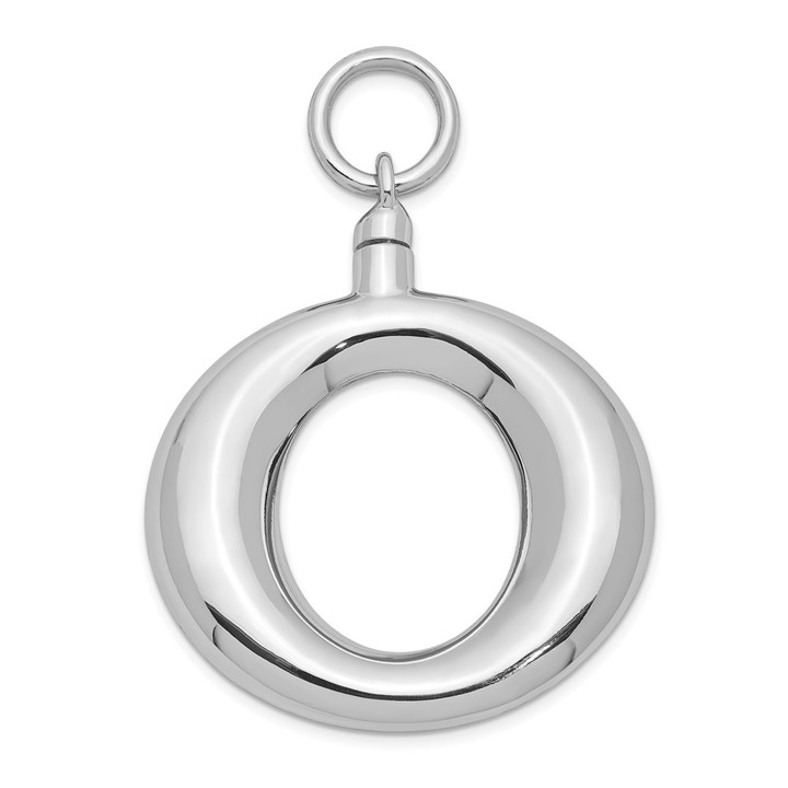 Sterling Silver Rhodium-plated Polished Round Ash Holder Pendant QC8403