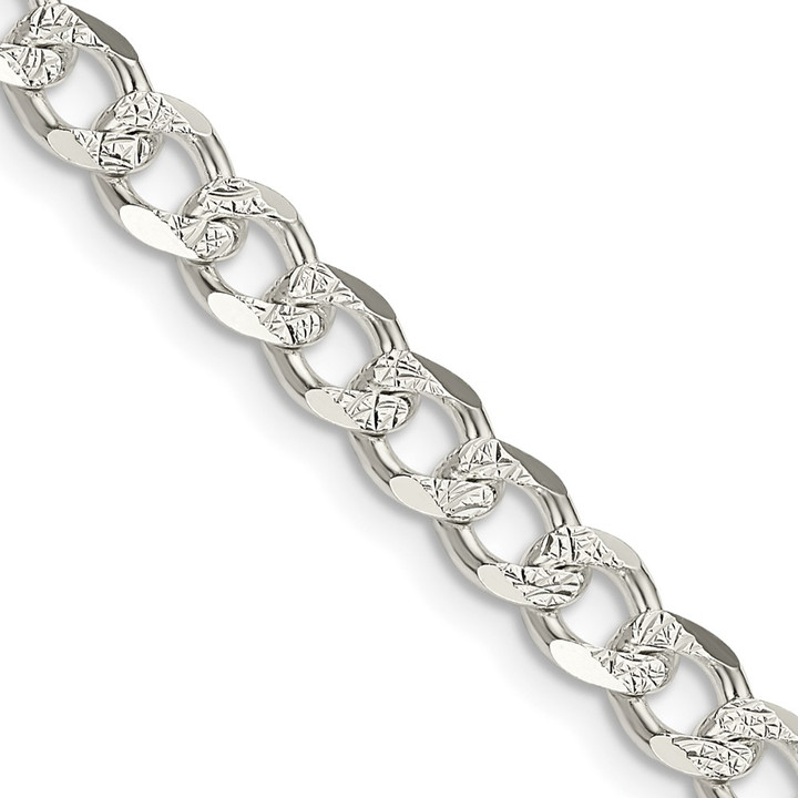Sterling Silver 5.5mm Pav Curb Chain QCF150-22