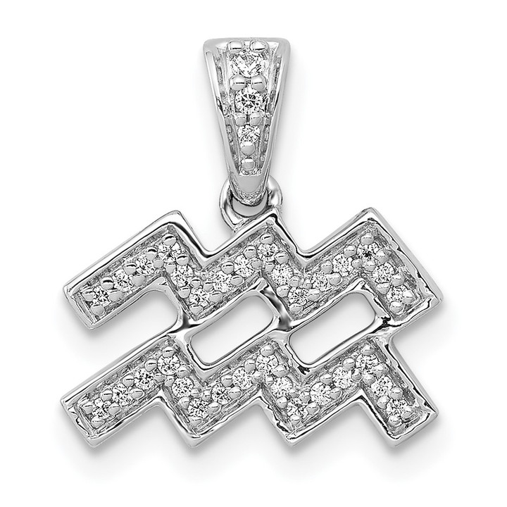 14k White Gold Diamond Aquarius Zodiac Pendant PM4112-011-WA