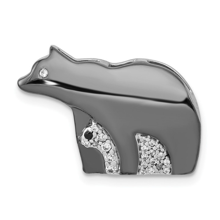 14k White Gold w/ Black Rhodium Diamond Bears Chain Slide PM4117-009-WA