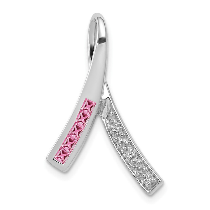 14k White Gold Diamond and Pink Sapphire Pendant PM5246-PS-001-WA