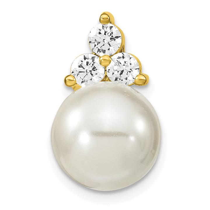 14K Lab Grown Diamond VS/SI FGH Fancy FWC Pearl Chain Slide PM7997-051-YLG