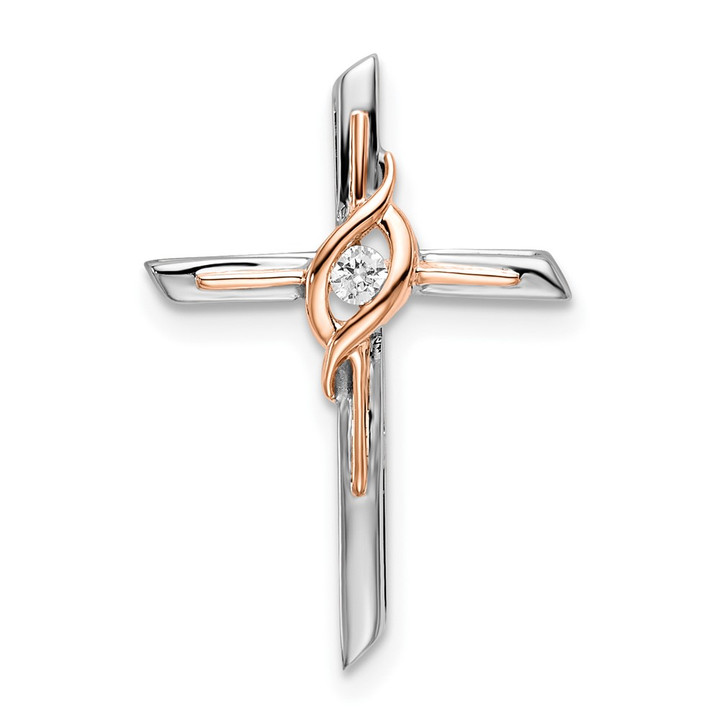 10K Two-tone White & Rose Diamond Cross Chain Slide PM8482-003-1WRA