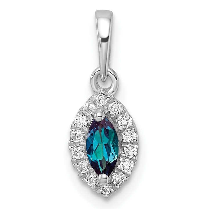 14K White Gold Lab Grown VS/SI FGH Dia and Created Alexandrite Pendant PM9354-AX-010-WLG