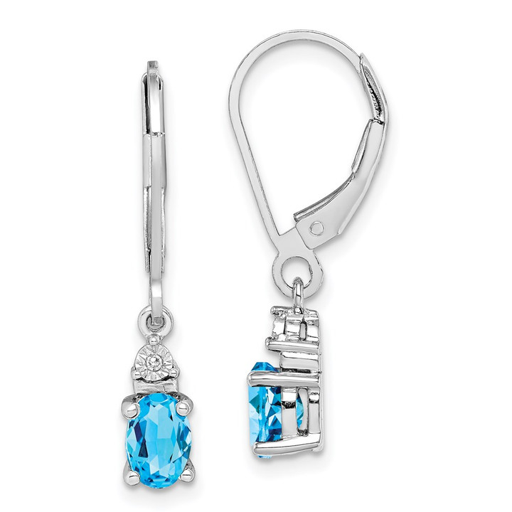 Sterling Silver Rhodium-plated Diamond and Blue Topaz Earrings QE10173BT