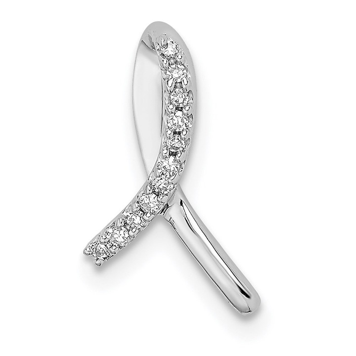 Sterling Silver Rhodium Diam. Awareness Ribbon Pendant QDX189