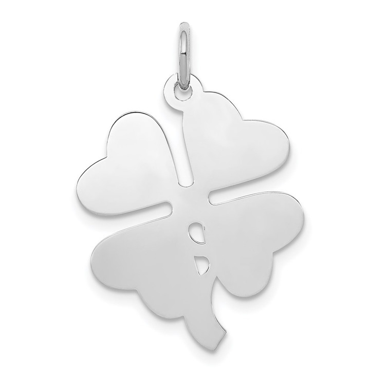 Sterling Silver Rhodium-plated 4-leaf Clover Polished Disc Charm QC231