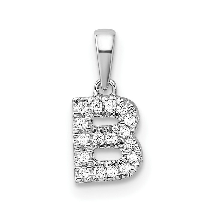 14K  White Gold Diamond Letter B Initial with Bail Pendant PM9797B-009-WA