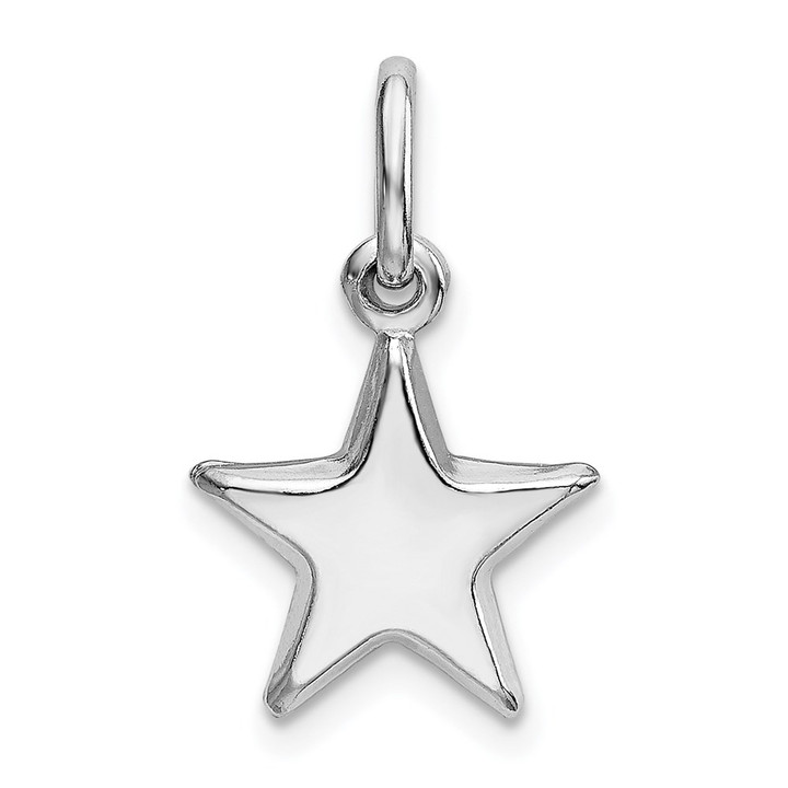 Sterling Silver Rhodium Plated Polished Star Charm QC9224