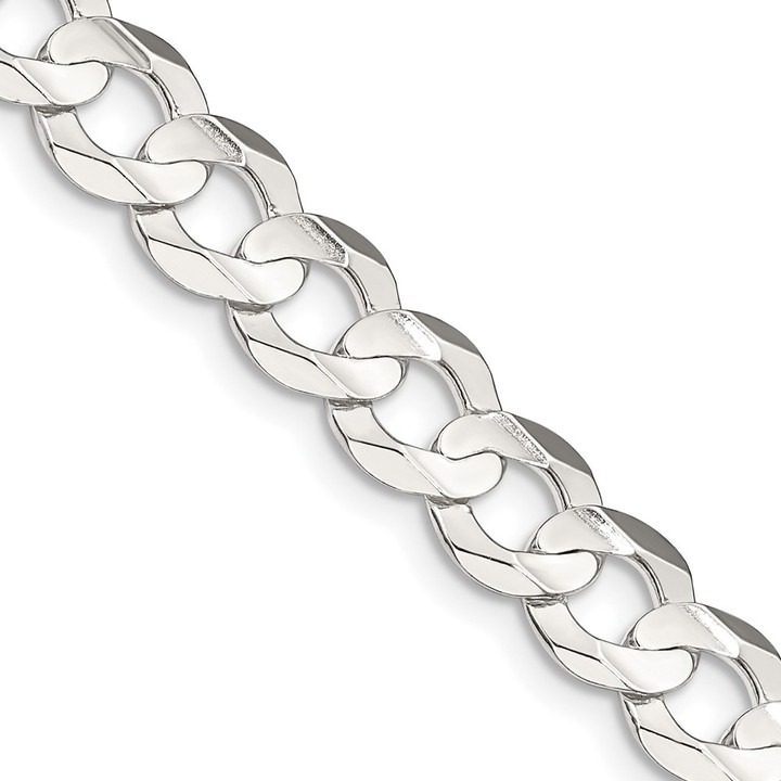 Sterling Silver 7.8mm Concave Beveled Curb Chain QCBC200-24