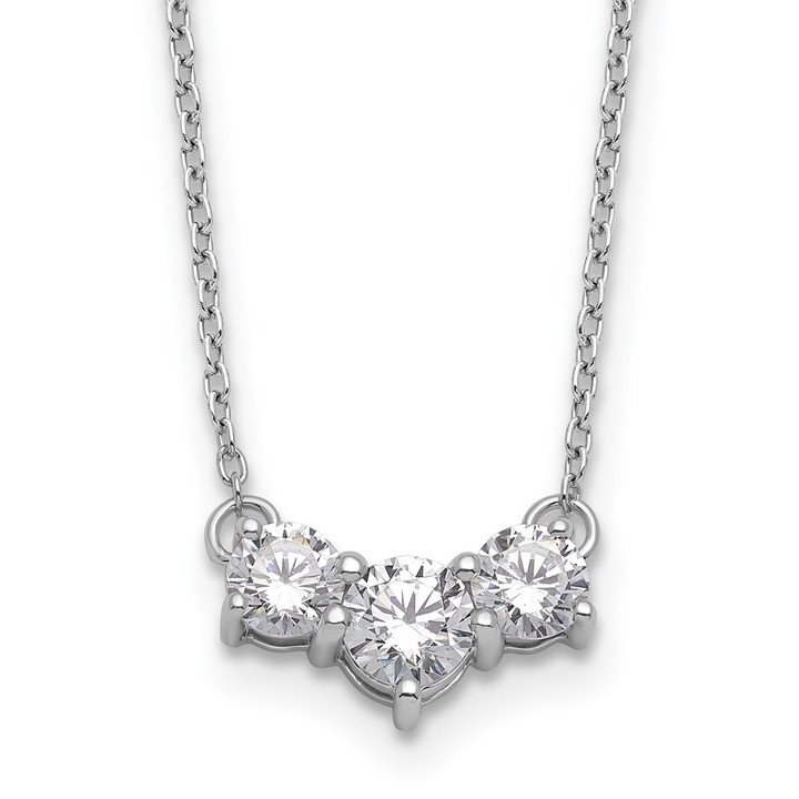 14K White Gold Lab Grown Diamond VS/SI FGH 3 Stone Complete Necklace PM7983-100-WLG