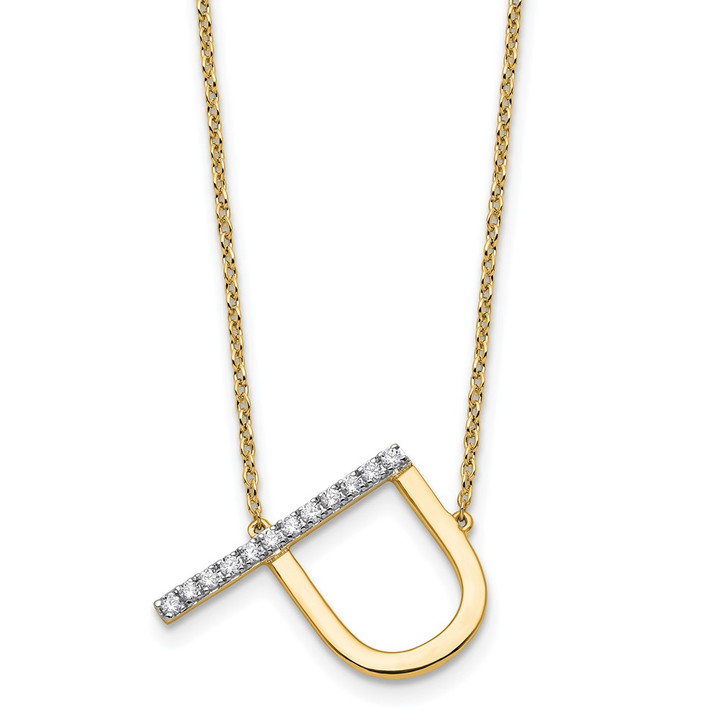 14K Sideways Diamond Initial P Necklace PM9844P-014-YA