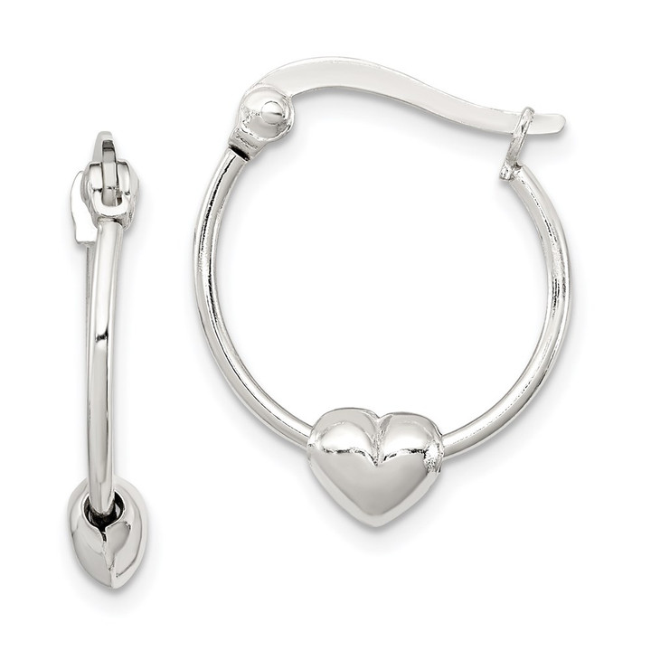 Sterling Silver Heart Hoop Earrings QE1854