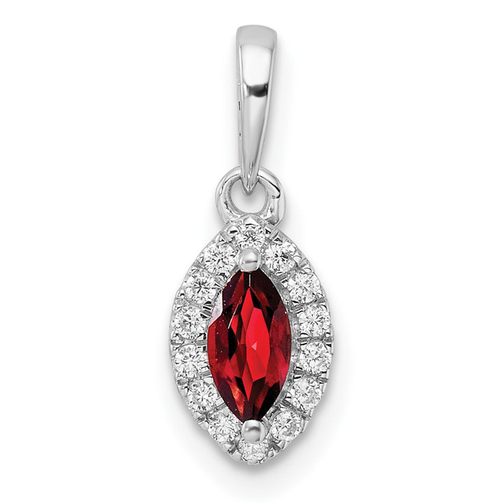 14K White Gold Lab Grown VS/SI FGH Dia and Garnet Pendant PM9354-GA-010-WLG