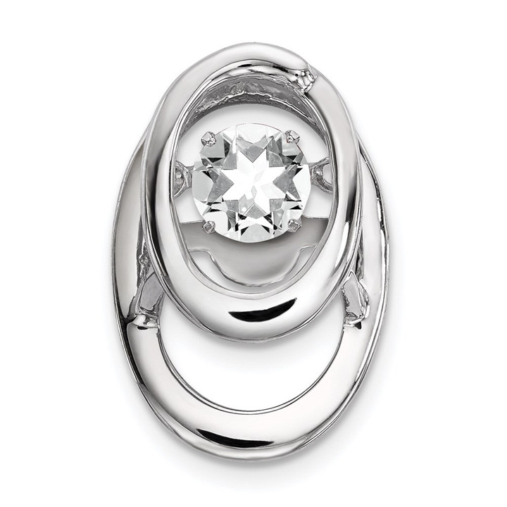 Sterling Silver Rhodium CZ Birthstone Vibrant Chain Slide QBPD32APR