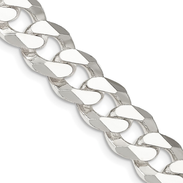 Sterling Silver 14mm Beveled Curb Chain QFB350-26
