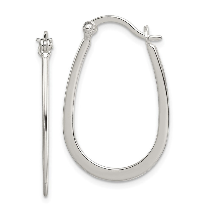 Sterling Silver Polished Oval Hoop Earrings QE6623